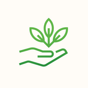 A hand holding green leaves