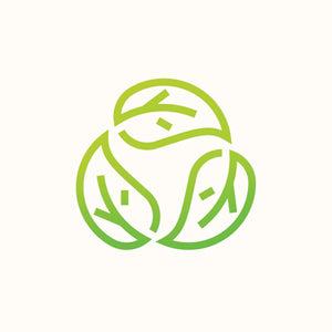 A green recycling logo