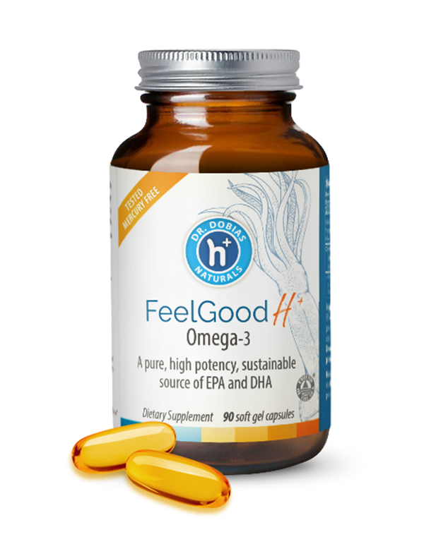 FeelGood Omega H+ Bottle with pills - Dr. Dobias Healing Solutions