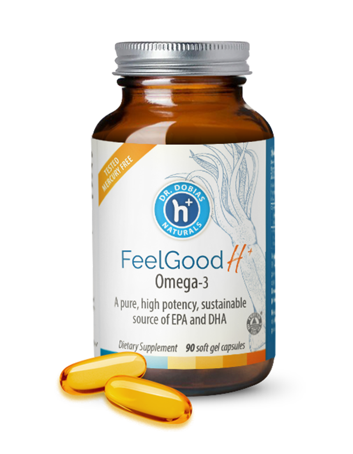 FeelGood Omega H+ Bottle with pills - Dr. Dobias Healing Solutions