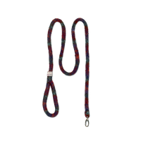 A leash with an orange and blue design