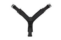 A black strap with two hooks on the back