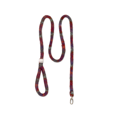 A red and purple necklace with an oval clasp
