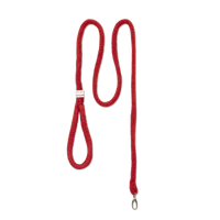A red leash with an adjustable hook